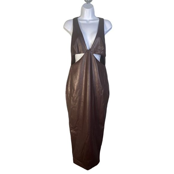 Nookie Womens Alexia Cut‎ Out Midi in Chocolate Size Large - Picture 2 of 9